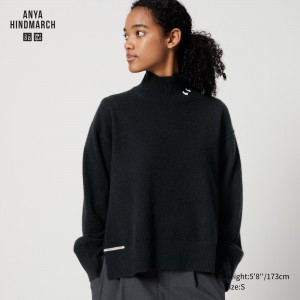 UNIQLO 100pct Cashmere High Neck Jumper Siyah | 389-RKLTYO