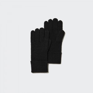 UNIQLO 100pct Cashmere Knitted Gloves Siyah | 231-OYLWND