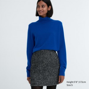UNIQLO 100pct Cashmere Turtleneck Jumper Mavi | 924-CPWBKD