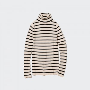 UNIQLO 100pct Extra Fine Merino Ribbed Turtleneck Jumper Beyaz | 810-HEKNXQ