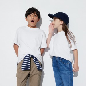 UNIQLO Airism Cotton Crew Neck Short Sleeved T-Shirt Beyaz | 768-NMKAJV