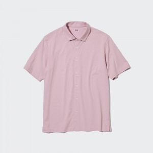 UNIQLO Airism Polo Shirt Open Collar Pembe | 905-GQDHCY