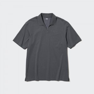 UNIQLO Airism Polo Shirt Skipper Collar Gray | 219-MNISJE