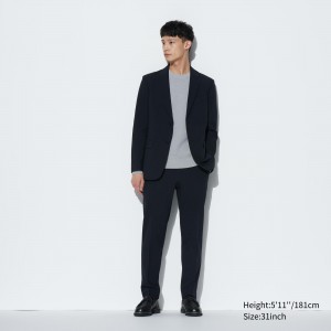 UNIQLO Airsense Ultra Light Wool Look Trousers Lacivert | 587-YEICTB