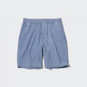 UNIQLO Chambray Stretch Easy Shorts Mavi | 087-ASHURP