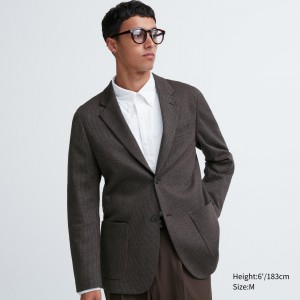 UNIQLO Comfort Patterned Blazer Jacket Koyu Kahverengi | 871-UDHIEM