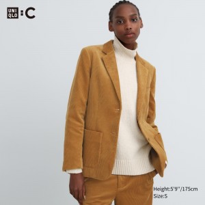 UNIQLO Corduroy Blazer Jacket Kahverengi | 047-BGOWIY