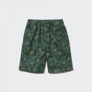 UNIQLO Cotton Stretch Printed Easy Shorts Koyu Yeşil | 581-VRUSJC