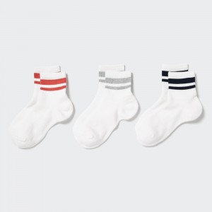 UNIQLO Crew Pile Line Socks Three Pairs Beyaz | 426-VHESTR