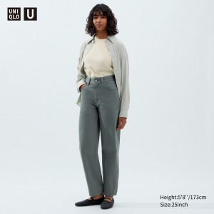 UNIQLO Curved Jeans Zeytin Yeşili | 649-SPNDWY