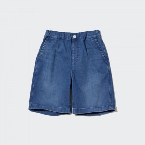 UNIQLO Denim Easy Shorts Mavi | 710-EZHLVF