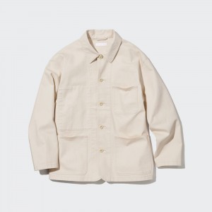 UNIQLO Denim Utility Jacket Beyaz | 249-EXYLRI