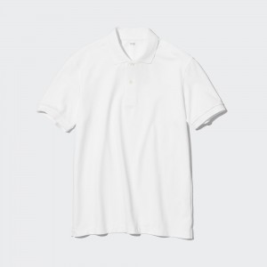 UNIQLO Dry Piqué Polo Shirt Beyaz | 245-BRJUHZ