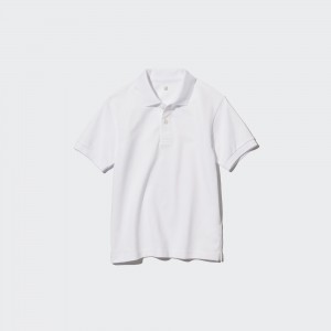UNIQLO Dry Piqué Short Sleeved Polo Shirt Beyaz | 796-RCUKED