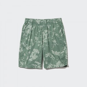 UNIQLO Dry Stretch Leaf Print Easy Shorts Yeşil | 407-MJHDZY