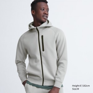 UNIQLO Dry Sweat Stretch Zipped Hoodie Açık | 628-QKBRMS
