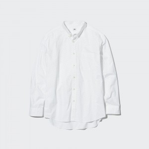 UNIQLO Extra Fine Cotton Broadcloth Regular Fit Printed Shirt Regular Collar Beyaz | 264-DUYIFW