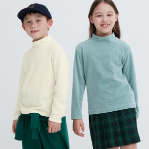 UNIQLO Fleece Ribbed High Neck Long Sleeved T-Shirt Beyaz | 652-HNDIZU