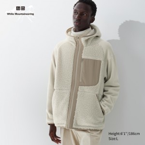 UNIQLO Fleece Zipped Hoodie Natural | 134-YSWGFT