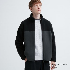 UNIQLO Fleece Zipped Jacket Gray | 856-JVZEOU