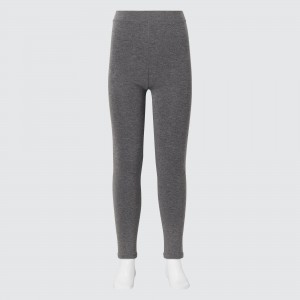 UNIQLO Girls Heattech Extra Warm Pile Lined Leggings Gray | 063-FBNDWE