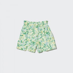 UNIQLO Girls Linen Blend Flower Print Easy Shorts Krema | 240-EFNVJO