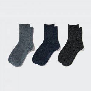 UNIQLO Glitter Socks Three Pairs Koyu | 871-WKSBEY