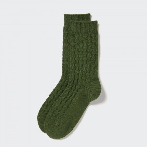 UNIQLO Heattech Cable Knit Thermal Socks Yeşil | 136-WJTEDG