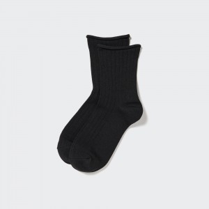 UNIQLO Heattech Crew Top Roll Thermal Socks Siyah | 714-HZQIDU