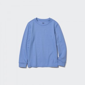 UNIQLO Heattech Extra Warm Cotton Crew Neck Long Sleeved Thermal Top Mavi | 568-TMOFXQ