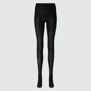 UNIQLO Heattech Glitter Knitted Thermal Tights Siyah | 653-FCWGHO