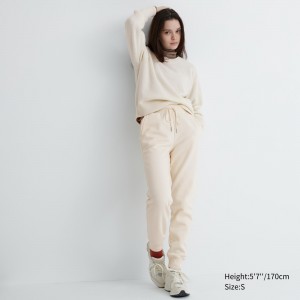 UNIQLO Heattech Pile Lined Joggers Beyaz | 843-SZLKCT