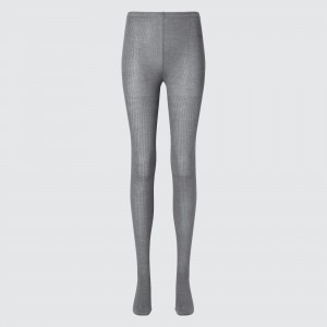 UNIQLO Heattech Ribbed Knitted Thermal Tights Gray | 905-KOIFER