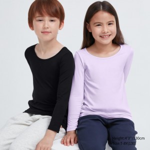 UNIQLO Heattech Scoop Neck Long Sleeved Thermal Top Siyah | 793-YPXWEV