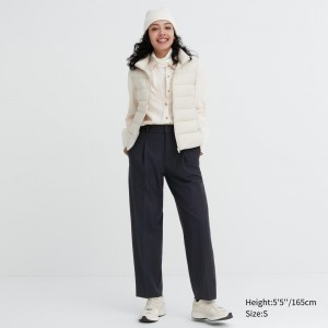 UNIQLO Heattech Striped Pleated Trousers Lacivert | 014-JEWPAO