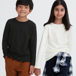 UNIQLO Heattech Ultra Warm Crew Neck Long Sleeved Thermal Top Siyah | 497-GHDJTX