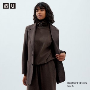 UNIQLO Jersey Tailored Jacket Koyu Kahverengi | 163-XVUDYM