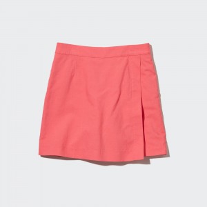 UNIQLO Linen Blend Skort Pembe | 693-EFTBRZ