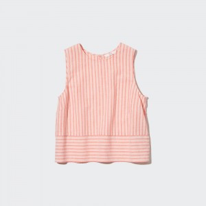 UNIQLO Linen Blend Sleeveless Blouse Açık Turuncu | 986-RKTDGS