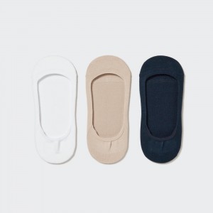 UNIQLO Low Cut Invisible No Show Socks Three Pairs Beyaz | 689-ZDJVLC