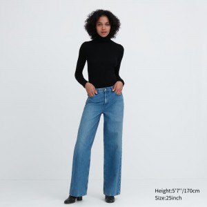 UNIQLO Low Rise Baggy Fit Jeans Mavi | 712-QRLTMU