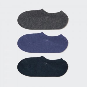 UNIQLO Mesh Invisible No Show Socks Three Pairs Koyu | 356-DJPAHZ