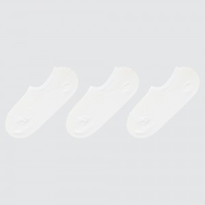 UNIQLO Mesh Invisible Socks Three Pairs Beyaz | 083-LMQNPT