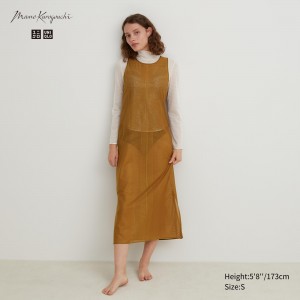 UNIQLO Mesh Sleeveless Maxi Dress Kahverengi | 406-CAKVSD