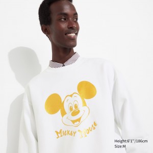 UNIQLO Mickey Shines Ut Graphic Sweatshirt Beyaz | 536-ILXQJV