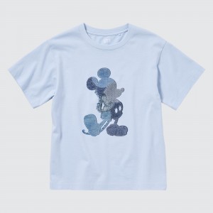 UNIQLO Mickey Stands Ut Graphic T-Shirt Açık Mavi | 281-TNJABC