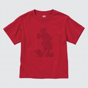 UNIQLO Mickey Stands Ut Graphic T-Shirt Kırmızı | 925-RGMJWU