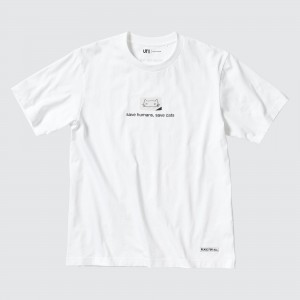UNIQLO Peace For All Graphic T-Shirt Haruki Murakami Beyaz | 732-TBHOGJ