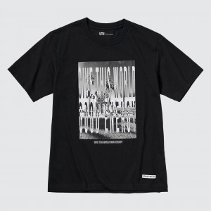 UNIQLO Peace For All Graphic T-Shirt Kosuke Kawamura Siyah | 913-LDPITU