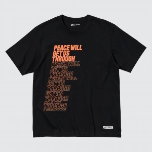 UNIQLO Peace For All Graphic T-Shirt Shingo Kunieda Siyah | 405-QEHWJU